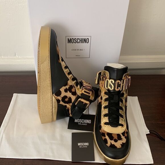 Moschino genuine calf hair detail basket sneaker size 7 new - Picture 5 of 16